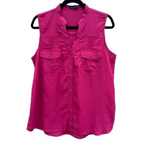 Spense Barbiecore Minimalist Preppy‎ Split Neck Layering Blouse Pink Pintuck L